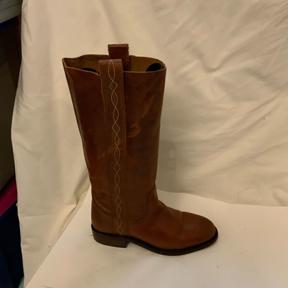Liberty Black Cowboy Boots Size 7 Distressed Brown Leather